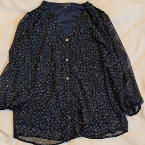 Blue and Teal Button Up Blouse